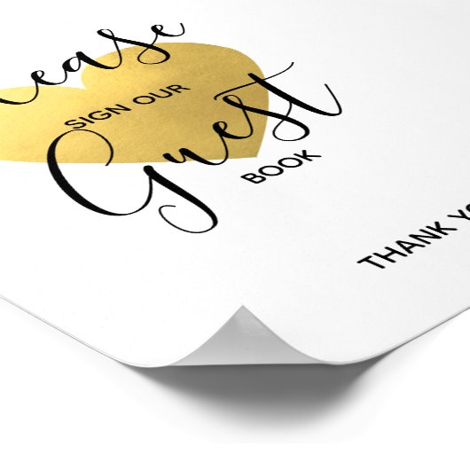 Weddenschap Black Gold Heart | SIGN GUEST BOOK Poster (Hoek)