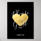 Weddenschap Black Gold Heart | SIGN GUEST BOOK Poster (Voorkant)