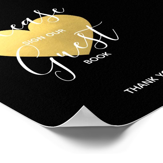 Weddenschap Black Gold Heart | SIGN GUEST BOOK Poster (Hoek)