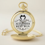 Weddenschap Black Stropdas Best Man Zakhorloge<br><div class="desc">Weddenschap Best Man Black Stropdas Pocket Watch</div>