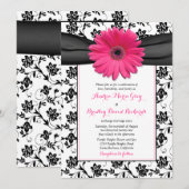 Weddenschap Black White Damask Pink Daisy Kaart (Voorkant / Achterkant)