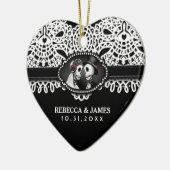 Weddenschap Black White Skeletons Lace Names Keramisch Ornament (Links)