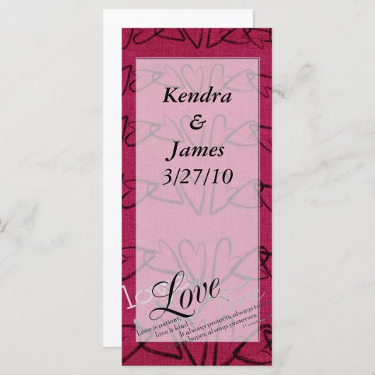 Weddenschap Bladwijzer voor liefdesharten (Voorkant / Achterkant)