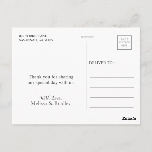 Weddenschap Blauwe Floral Dank je Briefkaart (Achterkant)