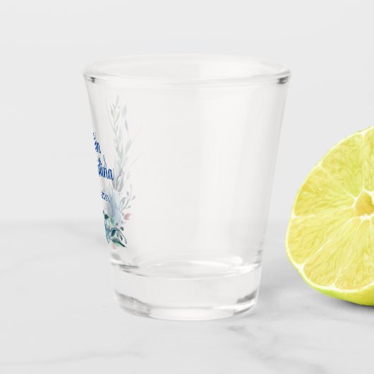  Weddenschap Blauwe Floral Shot Glas (Rechts)