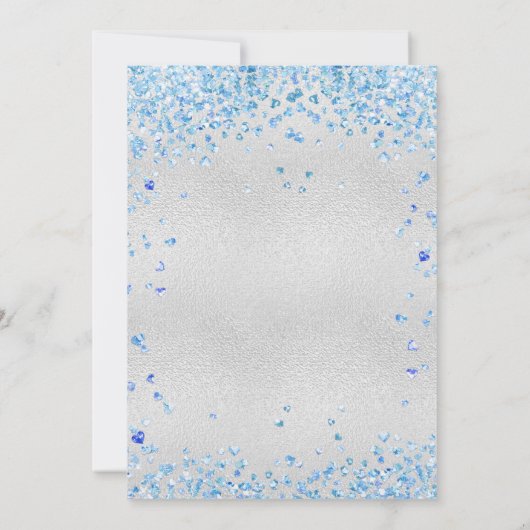 Weddenschap-blauwe harten luxe kaart (Achterkant)