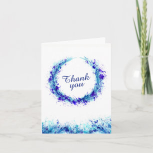 Weddenschap blauwe splash met ritse kunst bedankkaart