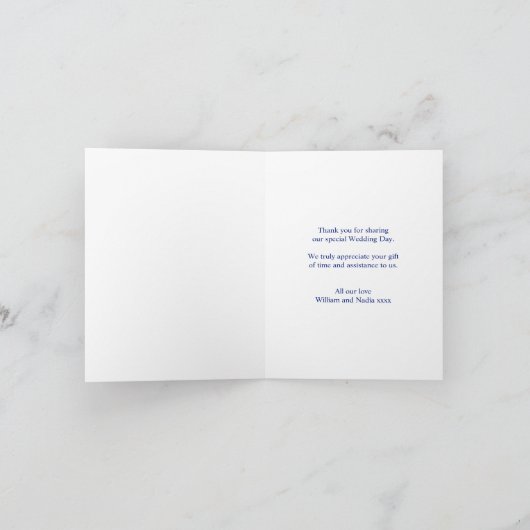 Weddenschap blauwe splash met ritse kunst bedankkaart (Binnen)