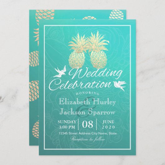 Weddenschap Blauwgroen goudkoorts Pananas Kaart (Voorkant / Achterkant)