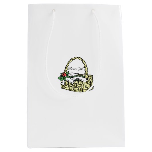 Weddenschap Bloemenmeisje Basket White Gift Bag Medium Cadeauzakje (Voorkant)