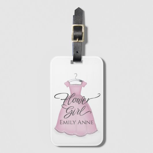 Weddenschap Bloemenmeisje Cute Pink  Dress Bagagelabel (Voorkant (verticaal))