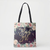 Weddenschap Bloemenmeisje Floral Paars Sparkle Lig Tote Bag (Voorkant)