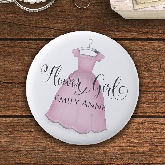 Weddenschap Bloemenmeisje Pink Dress Favor Ronde Button 5,7 Cm