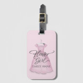 Weddenschap Bloemenmeisje roze dress - aangepast Bagagelabel (Voorkant (verticaal))