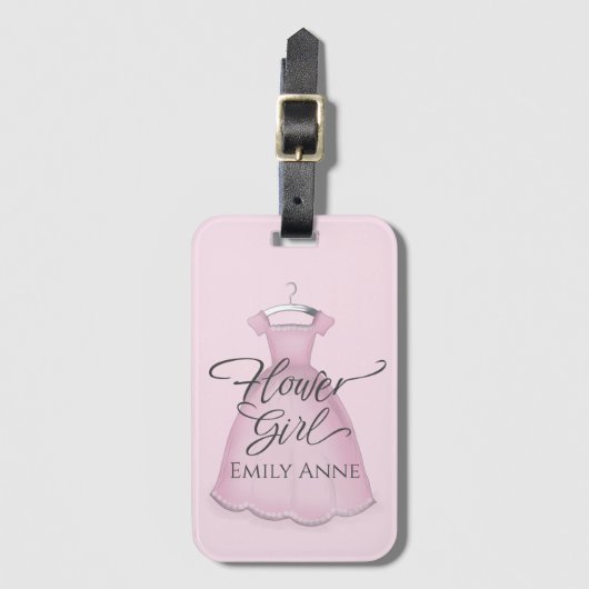 Weddenschap Bloemenmeisje  roze dress - aangepast Bagagelabel (Voorkant (verticaal))