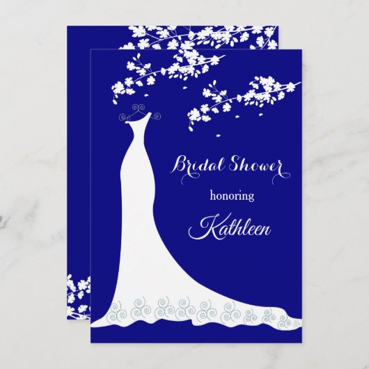 Weddenschap, bloesem op blauw van de marine, Vrijg Kaart (Voorkant / Achterkant)