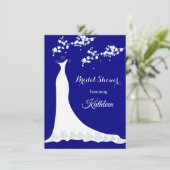 Weddenschap, bloesem op blauw van de marine, Vrijg Kaart (Staand voorkant)