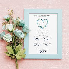Weddenschap Blue Floral Heart Poster