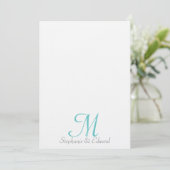 Weddenschap Blue Monogram Starfish Beach Invitatio Kaart (Staand voorkant)