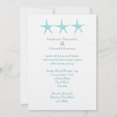 Weddenschap Blue Monogram Starfish Beach Invitatio Kaart (Achterkant)