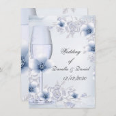 Weddenschap Blue Silver rozen bloesem Kaart (Voorkant / Achterkant)