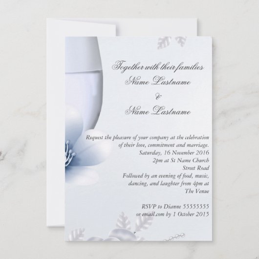 Weddenschap Blue Silver rozen bloesem Kaart (Achterkant)