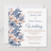 Weddenschap Blush Blue Peach beige Floral White Kaart (Voorkant)