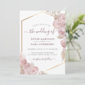 Weddenschap Blush Pink Floral Gold Kaart (Staand voorkant)