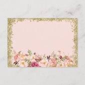 Weddenschap - Blush Pink Gold Glitters Floral Informatiekaartje (Achterkant)