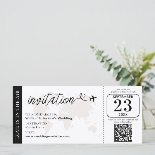 Weddenschap Boarding Pass Invitation (Staand voorkant)