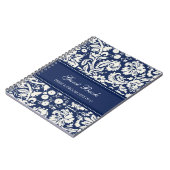 Weddenschap-boek Blue Damask-laptop Notitieboek (Linkerzijde)
