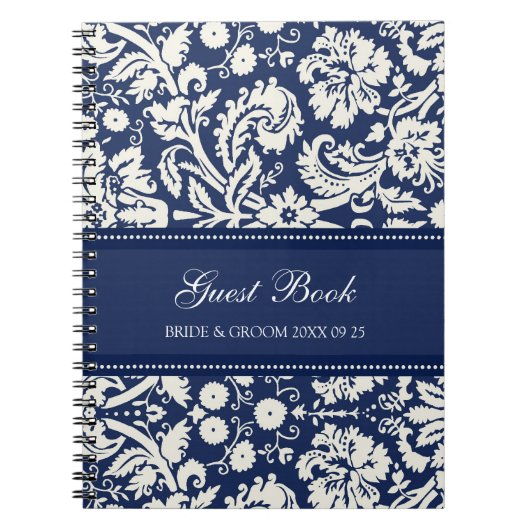 Weddenschap-boek Blue Damask-laptop Notitieboek (Voorkant)