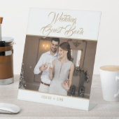 Weddenschap-boek Foto Elegant Gold Script Reclamebord Met Voetstuk (Insitu)
