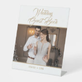 Weddenschap-boek Foto Elegant Gold Script Reclamebord Met Voetstuk (Voorkant)