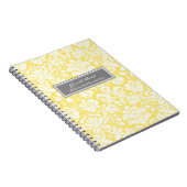 Weddenschap-boek Lemon Grey Damask-laptop Notitieboek (Rechterzijde)