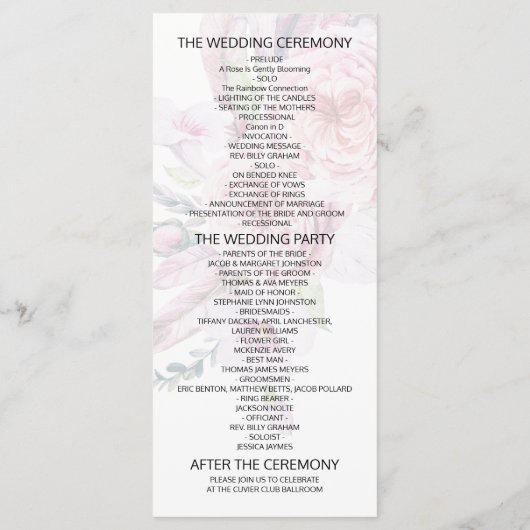 Weddenschap Boho Floral Feather Paarse Lights Programmakaart (Achterkant)