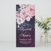 Weddenschap Boho Floral Feather Paarse Lights Programmakaart (Staand voorkant)