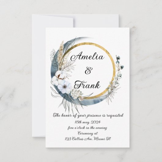 Weddenschap Boho Floral Lijst Kaart (Voorkant)