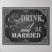 Weddenschap-bord "Eat drink and getrouwd print (Voorkant)