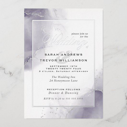 Weddenschap Bord Plum Silver Abstract Folie Uitnodiging (Voorkant)