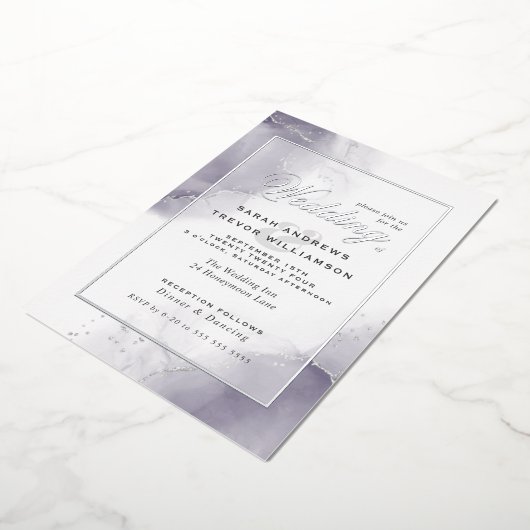 Weddenschap Bord Plum Silver Abstract Folie Uitnodiging (Gedraaid)