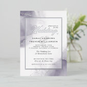 Weddenschap Bord Plum Silver Abstract Folie Uitnodiging (Staand Voorkant)