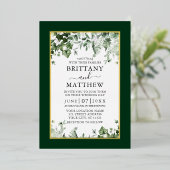 Weddenschap Botanische Greenery Ivy Sage Ferns Gol Folie Uitnodiging (Staand Voorkant)