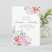 Weddenschap Botanische roze bloemen Kaart (Staand voorkant)