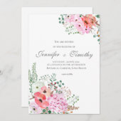Weddenschap Botanische roze bloemen Kaart (Voorkant / Achterkant)
