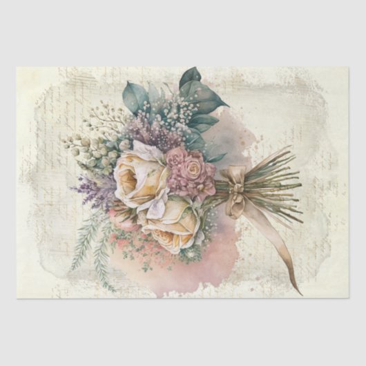 Weddenschap Bouquets Waterverf Flowers Tissuepapier (Voorkant)