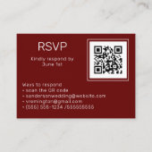 Weddenschap Bourgogne RSVP Online QR Code Foto Informatiekaartje (Voorkant)