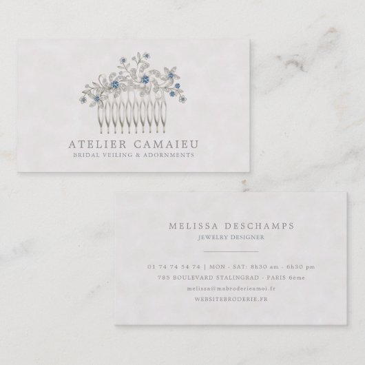 Weddenschap Bridal Hair Comb Accessoires juwelen Visitekaartje (Voorkant / Achterkant)