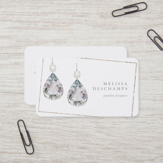 Weddenschap Bridal Jewelry Accessoires Diamond Ear Visitekaartje (Voorkant / Achterkant in situ)