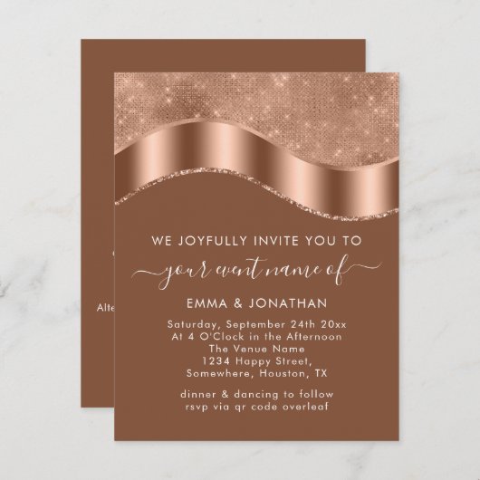 Weddenschap Bridal QR Code Roos Gold Koper (Voorkant / Achterkant)